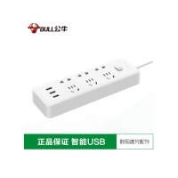 公牛USB插座接线板智能插排转换器 插线板拖线板插板1.5/3米 UUA156 全长3米