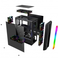 科迪亚 晨光台式电脑机箱RGB灯光大侧透电竞游戏水冷主机机箱 黑色
