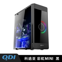科迪亚 彩虹MINI 台式电脑机箱ATX游戏机箱全侧透水冷机箱 魅力黑