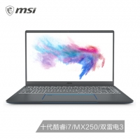 微星（msi）Prestige14 14英寸轻薄设计师笔记本电脑(十代i7 16G 512GB SSD MX250 72%色域 双雷电3 ) （Prestige 14 A10RB-015CN）