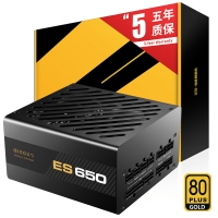 爱国者（aigo）额定650W 电竞ES650全模组电脑电源(七年质保/80Plus金牌认证/日系主电容/LLC谐振）