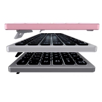 爱国者(aigo) V800亮银键盘 有线键盘 双系统静音键盘 适配苹果Mac RGB光 超薄铝合金 苹果笔记本电脑 亮银