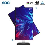 AOC U27P1U 27英寸 4K超清IPS窄边框 升降旋转台式电脑液晶屏 设计美工商用显示器