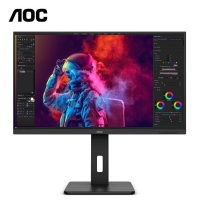 AOC U32P2C 31.5英寸 4K显示器 Type-c 65W反向充电 窄边框 旋转升降 专业设计办公电脑显示屏