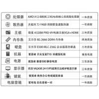 【A12-8800E整机】AMD A12-8800E/8G内存/256固态/24寸超薄无边框显示器 电脑整机