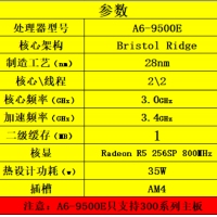 AMD A6-9500E处理器 AM4接口1331针 双核心 带核显 低功耗版本