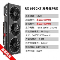 讯景（XFX）RX 6950 XT 16GB 海外版Pro 电竞游戏设计渲染独立显卡