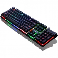 蝰蛇KM320 黑（方键版混彩）有线键鼠套装 悬浮字透游戏机械手感背光电脑键鼠套件
