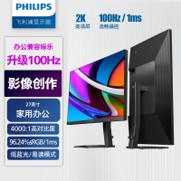 飞利浦（PHILIPS）27E1N5500LB 27英寸 2K 100Hz 低蓝光 旋转升降 电竞游戏 办公显示器