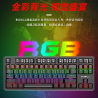 爱国心 GK800 黑色/青轴 有线游戏机械键盘 RGB背光 可拆卸上盖 87键 电脑笔记本办公
