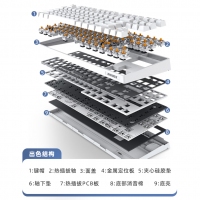 爱国心 GK87 皎月轴 黑透 有线无线三模2.4G蓝牙机械键盘热插拔轴体 RGB幻彩灯光客制化机械键盘87键PBT键帽