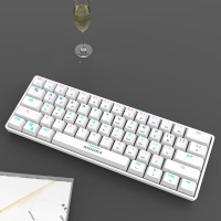 爱国心 GK806 白灰色青轴 有线无线三模2.4G蓝牙机械键盘 61键热插拔轴体 RGB幻彩灯光