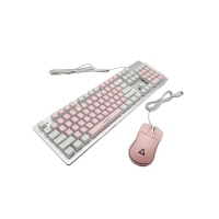 爱国心 GT-803(粉白布丁) 青轴 竞技游戏机械键鼠套件 电脑电竞游戏机械键盘鼠标