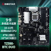 映泰（BIOSTAR)TZ590-BTC DUO主板可支持9显卡互连/10个SATA接口/4个M.2高速接口