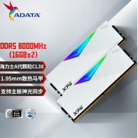 威刚(ADATA)XPG龙耀D500G 32GB(16GBX2)套装 DDR5 8000 (白色) 台式机内存条