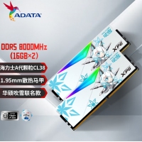 威刚(ADATA) XPG龙耀D500G 吹雪联名 32GB(16GBX2)套装 DDR5 8000 台式机内存条 海力士